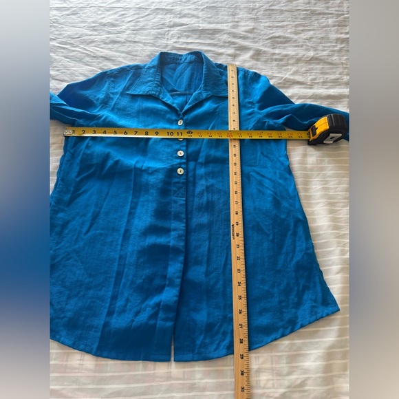 Blue Button-Up Women's Top - Picture 3 of 10